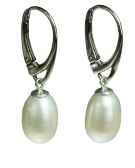 Kolczyki srebrne próba 925 rodowane z perłami słodkowodnymi